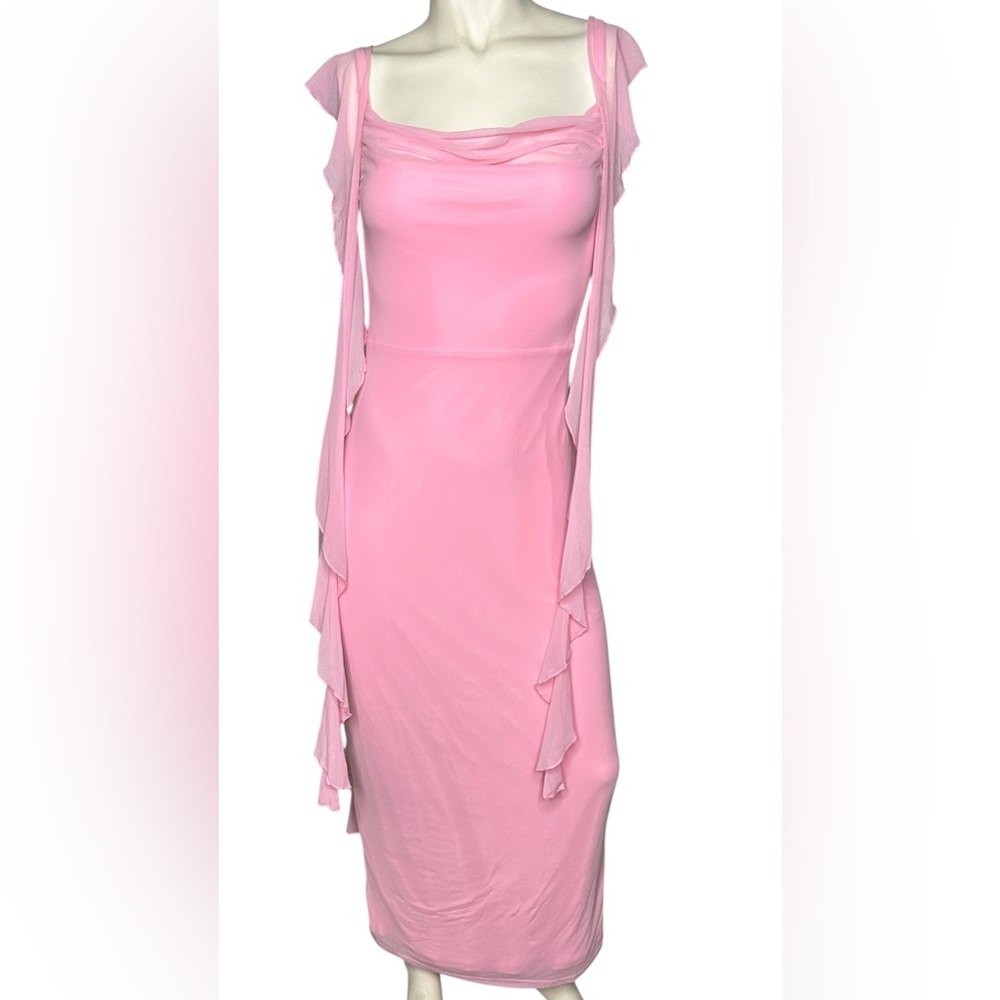 Sz M Prettygarden Women's Sleeveless Ruffle Bodycon Maxi Dress
